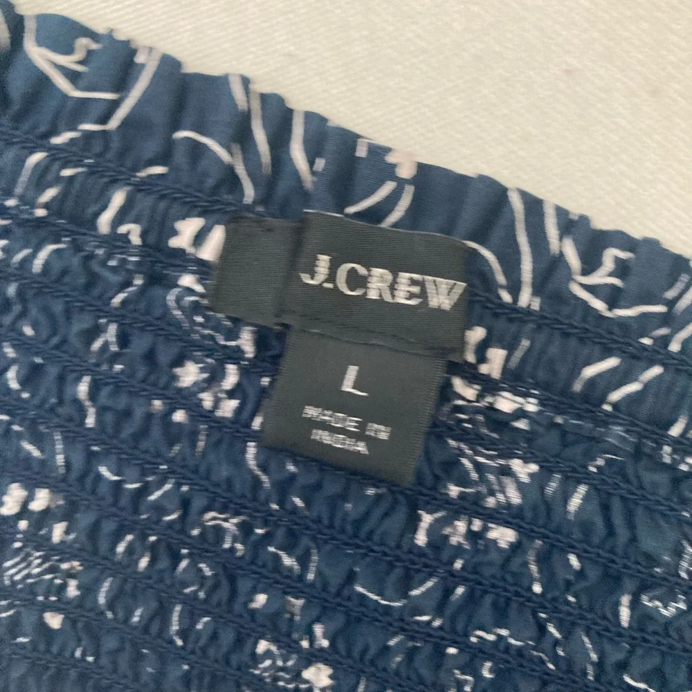 J. Crew Blue and White Puff Sleeve Dress - Picture 8 of 9